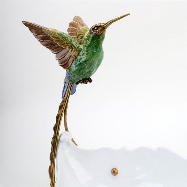 Porcelain - Ormolu  Blue Green Hummingbird With Dish - Gifts for You 'n Me