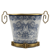 Blue and White Lucky Foo Dogs Pattern Oval Basin With Bronze Ormolu