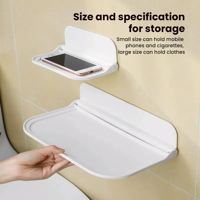 New Foldable Punch - Free Wall - mounted Plastic Floating Shelf for Bathroom and Toilet, Ideal for Towel and Clothes Storage