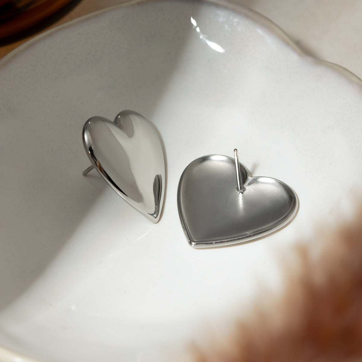 Silver Heart Stud Earrings