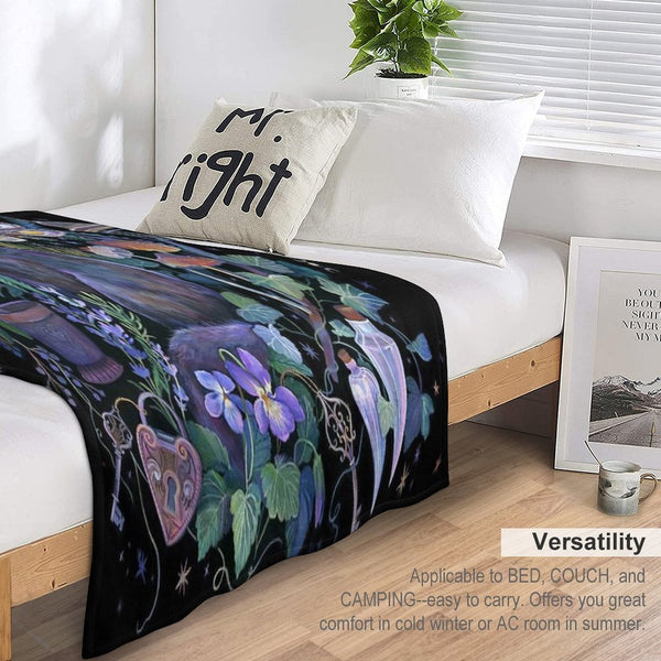 Black Cat Potion Garden Anti-pilling Throw Blanket