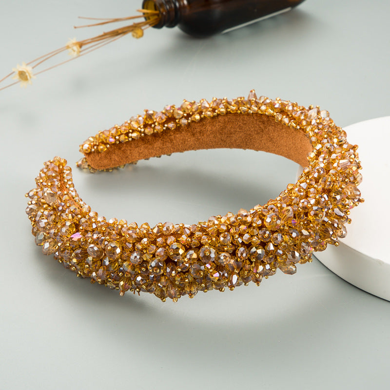 Ins New Baroque Hand-Sewn Stellalou Headband Full Of Crystal Headband
