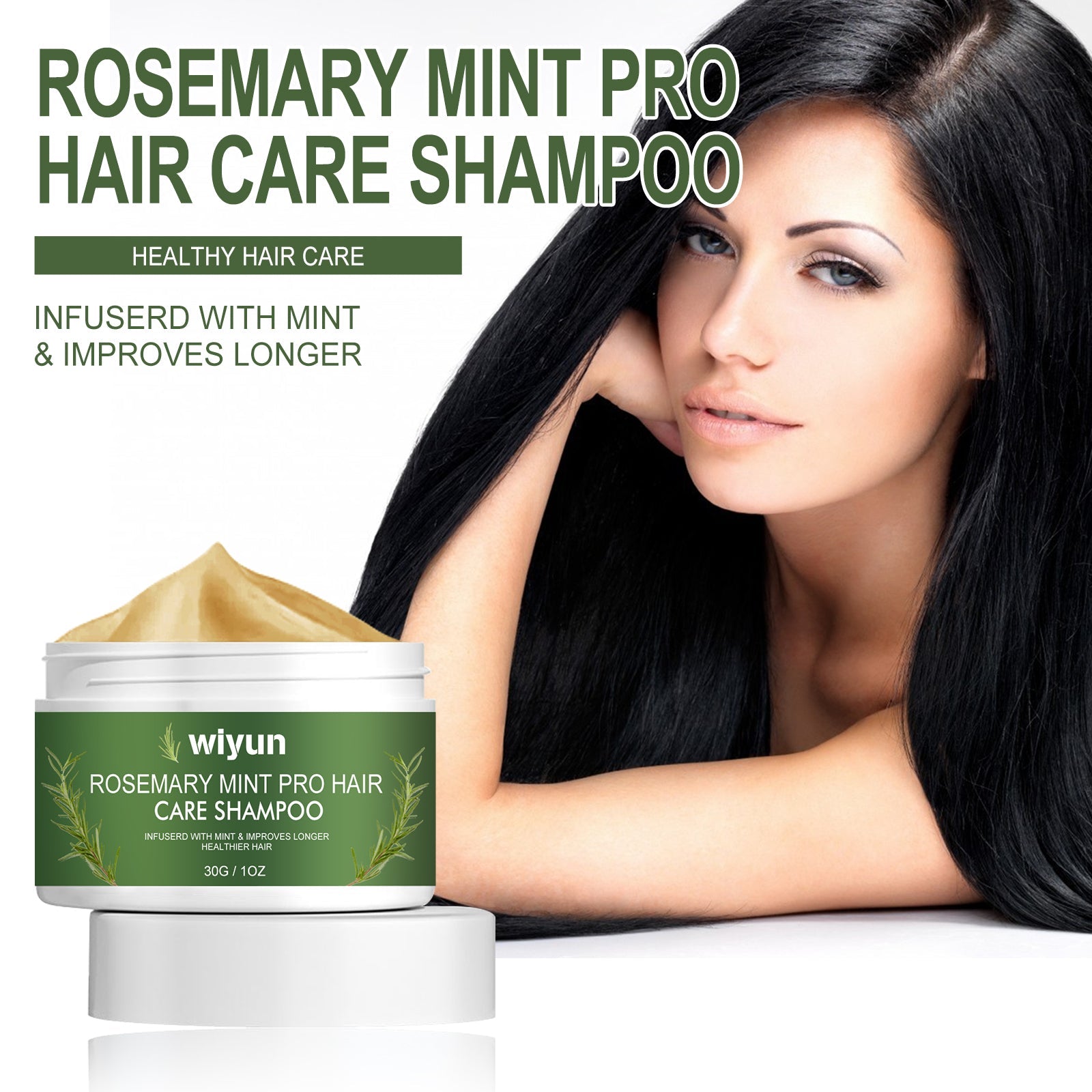 Rosemary Mint Pro Hair Care Shampoo, Scalp Massage Cleaning Care Repair Bifurcation Strong, Supple And Dense Hair