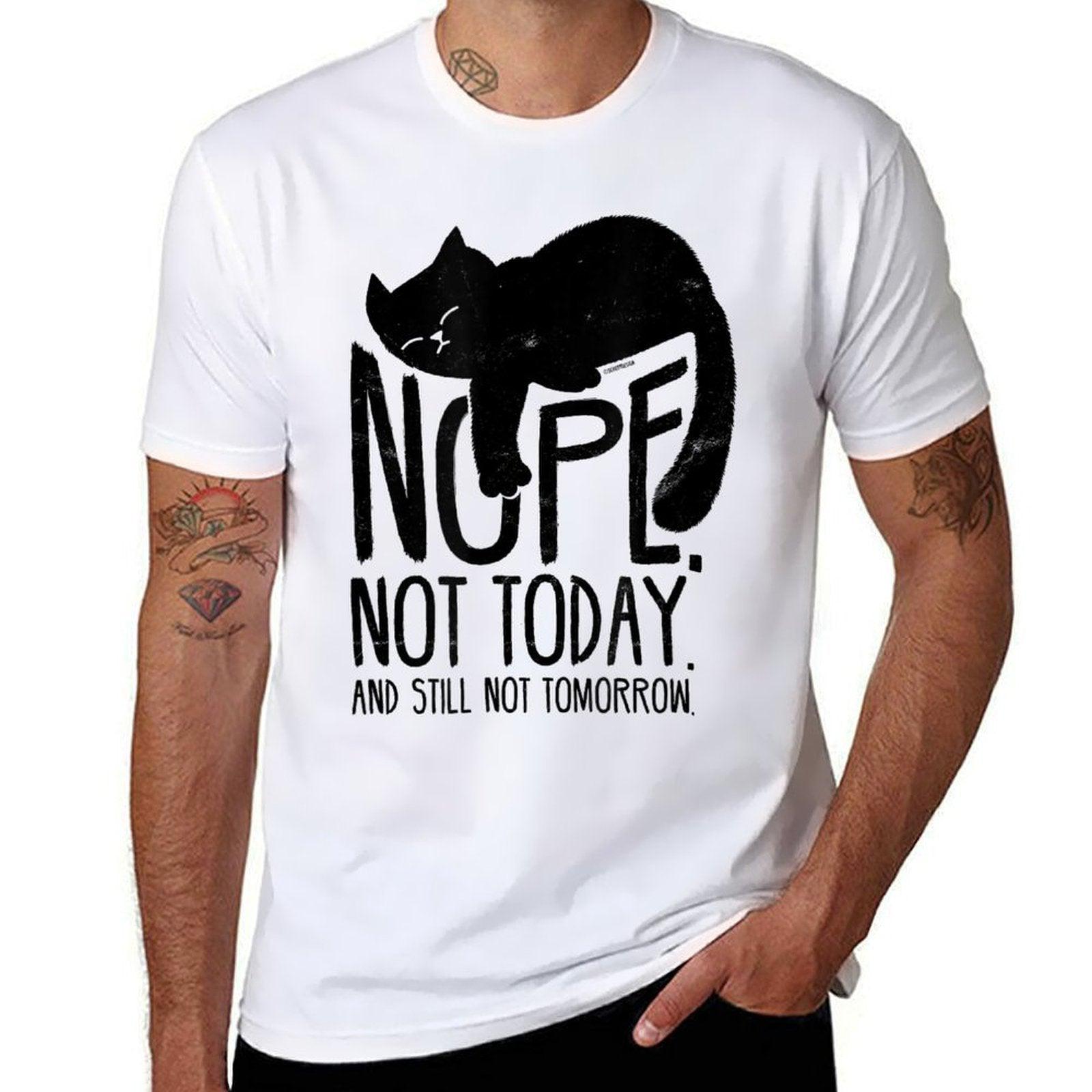 Cat Motive Funny Fun Retro Nope Not Today  Durable T-Shirt