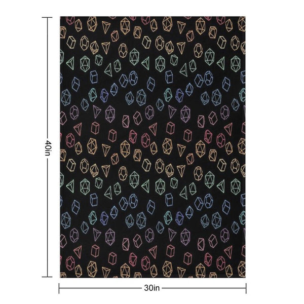 DnD Dice Rainbow on Black Pattern Throw Blanket