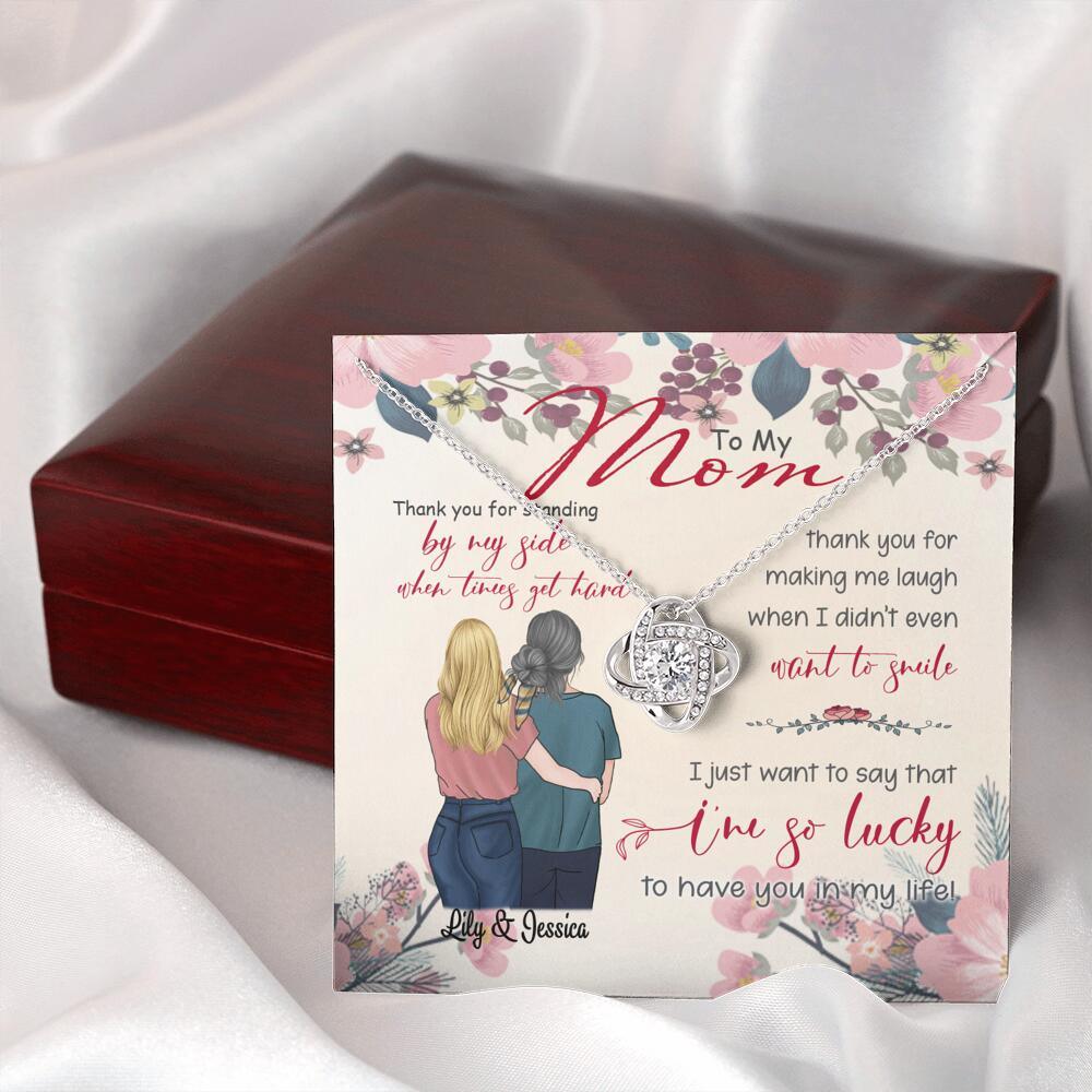 Personalized Message Card Love Knot Necklace Jewelry - Best Gift For Mother's Day - Thank you for standing by my side - IWJMRF