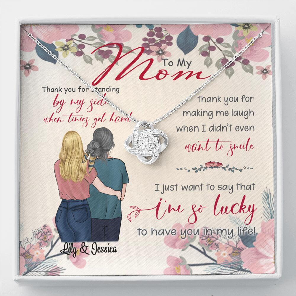 Personalized Message Card Love Knot Necklace Jewelry - Best Gift For Mother's Day - Thank you for standing by my side - IWJMRF