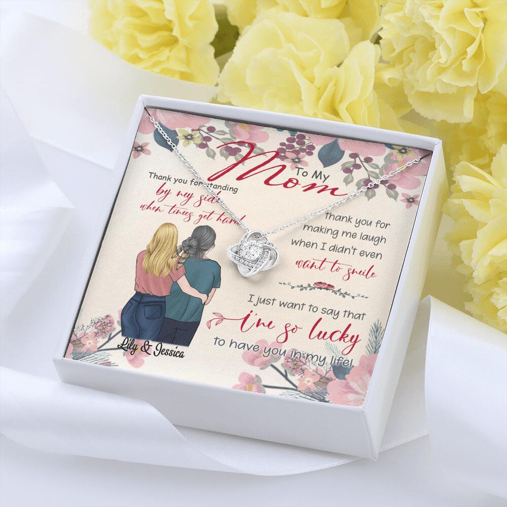 Personalized Message Card Love Knot Necklace Jewelry - Best Gift For Mother's Day - Thank you for standing by my side - IWJMRF