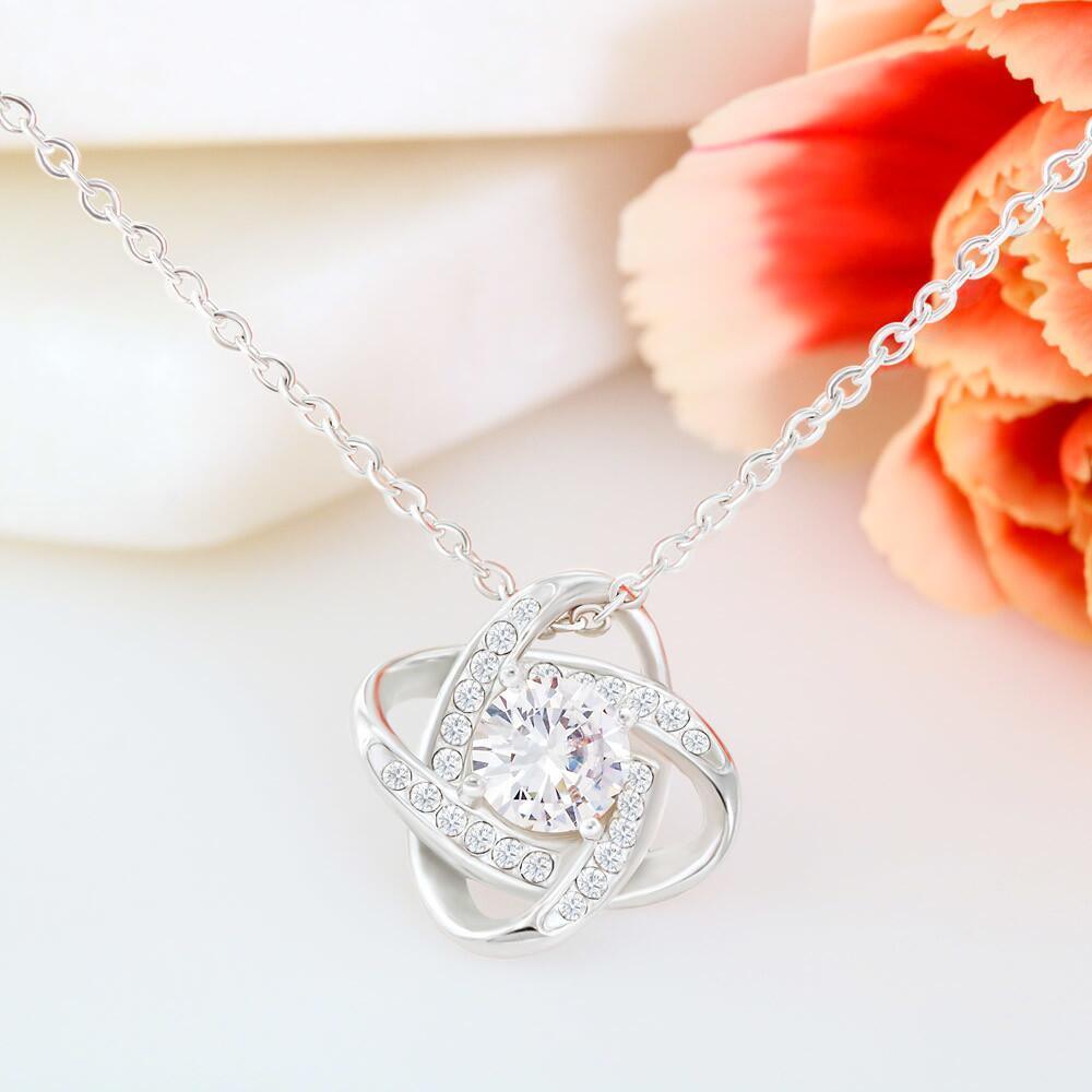 Personalized Message Card Love Knot Necklace Jewelry - Best Gift For Mother's Day - Thank you for standing by my side - IWJMRF