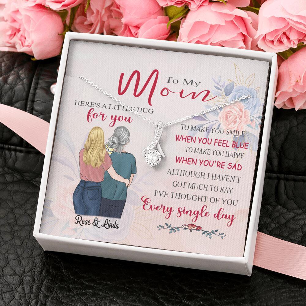 Personalized Message Card Alluring Beauty Necklace Jewelry - Best Gift For Mother's Day - Here's A Little Hug For You IWJMRF