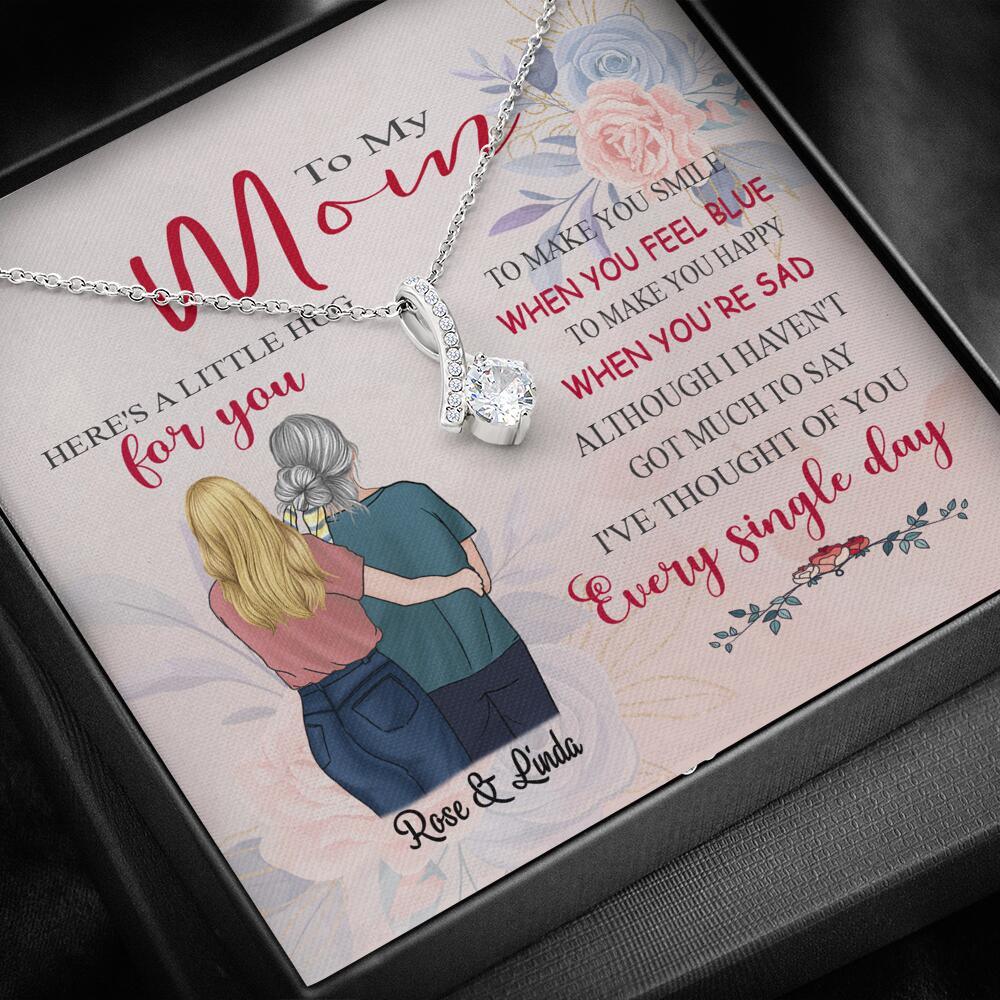 Personalized Message Card Alluring Beauty Necklace Jewelry - Best Gift For Mother's Day - Here's A Little Hug For You IWJMRF