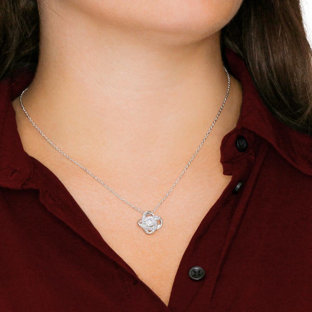 Personalized Message Card Love Knot Necklace Jewelry - Best Gift For Mother's Day - To My Bonus Mom