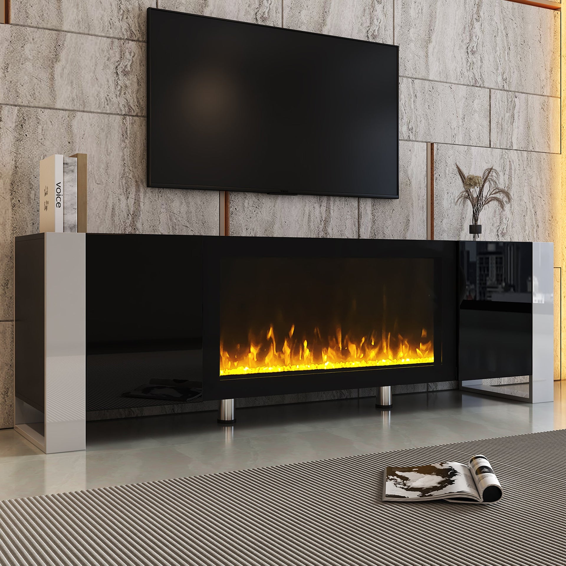 Modern TV Stand with 34.2' Non-heating Electric Fireplace