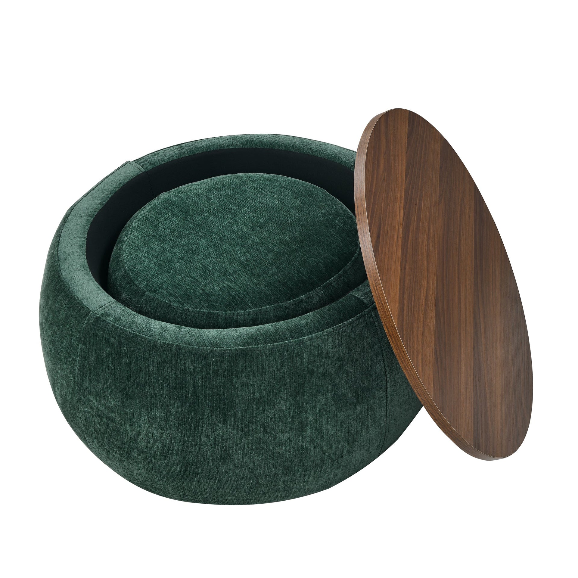 Modern Classic Round Storage Ottoman Coffee Table with Removable Top BLAKHOM