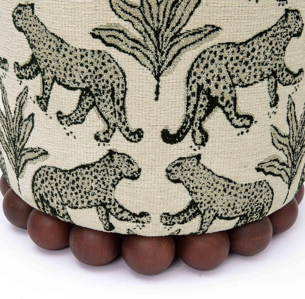Dex Taupe Leopard Jacquard Ottoman Fully Assembled