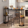 60 Inch Dining Table and 2 Upholstered Barstools with Faux Marble Tabletop-Gray