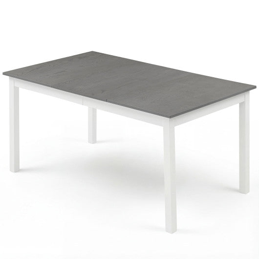 60 Inch Rectangular Dinner Table with Solid Rubber Wood Legs-Gray