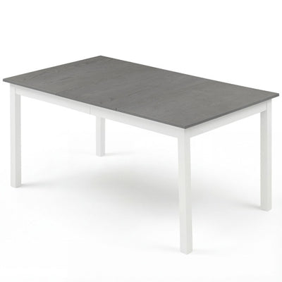 60 Inch Rectangular Dinner Table with Solid Rubber Wood Legs-Gray