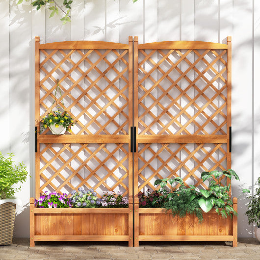 60 Inch Tall Raised Garden Bed with Diamond Lattice Trellis and Drainage Holes-Orange