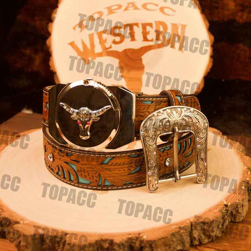 Turquoise Belt with Vintage Lighter Buckle