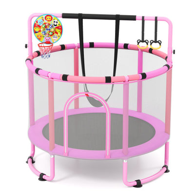 60 inch 6-in-1 Kids Toddler Trampoline with Gymnastics Bar-Purple