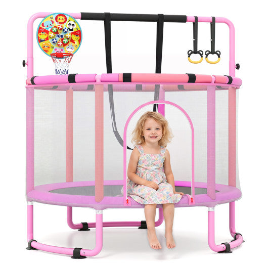 60 inch 6-in-1 Kids Toddler Trampoline with Gymnastics Bar-Purple