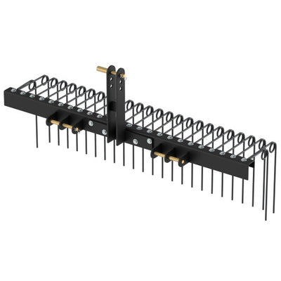 60 inch Pine Straw Rake Tow Behind Landscape Rake with 26 Metal Coil Tines-Black