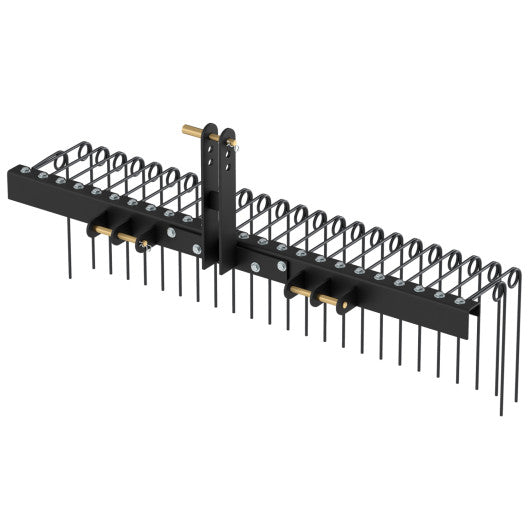 60 inch Pine Straw Rake Tow Behind Landscape Rake with 26 Metal Coil Tines-Black