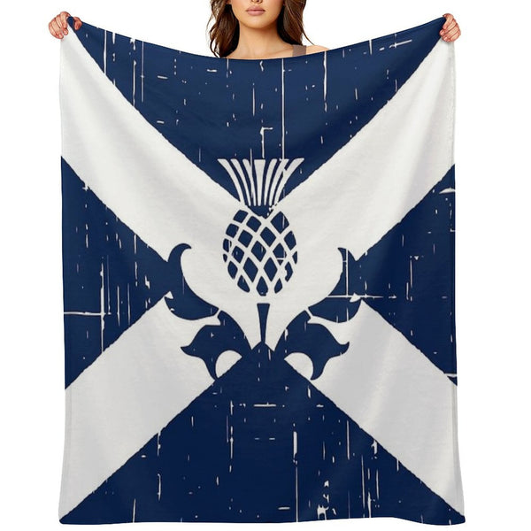 Saltire Scottish Flag And Scottish Thistle Comfort Throw Blanket