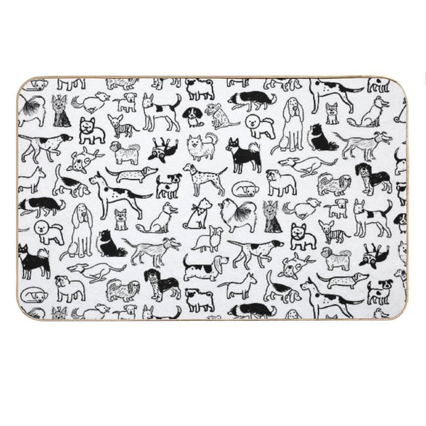 Black And White Dogs Pattern Bath Mat