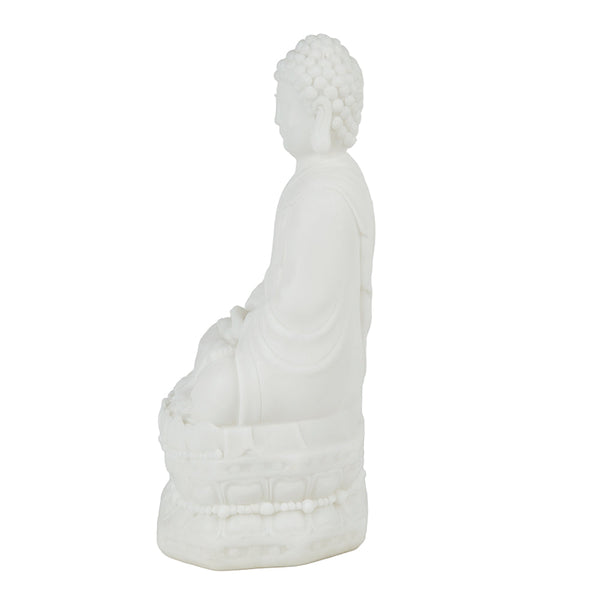 5.5x4.7x11.8' White Sitting Buddha Figure