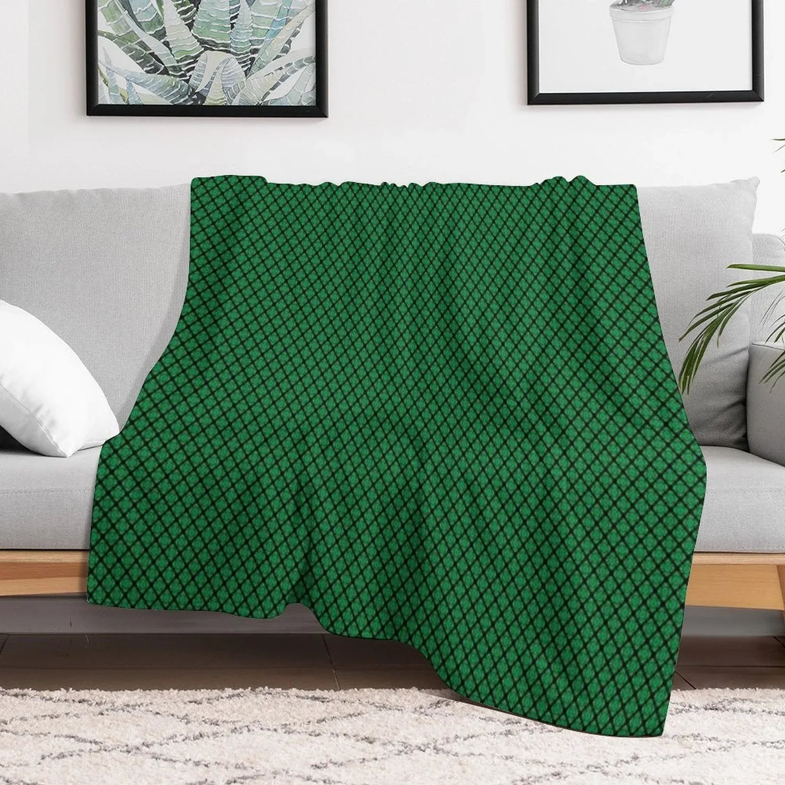 Green And Black Medallions Throw Blanket