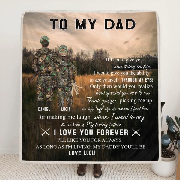 Personalized Hunting Father and Kid Blanket - Father's Day Gift From Son/Daughter To Dad - I Love You Forever