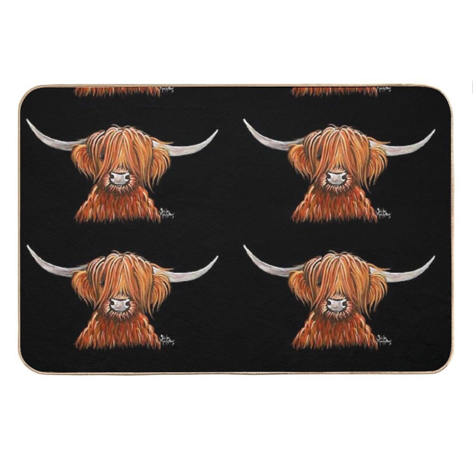 Scottish Hairy Highland Cow ' HeNRY B 2 ' by Shirley MacArthur Bath Mat
