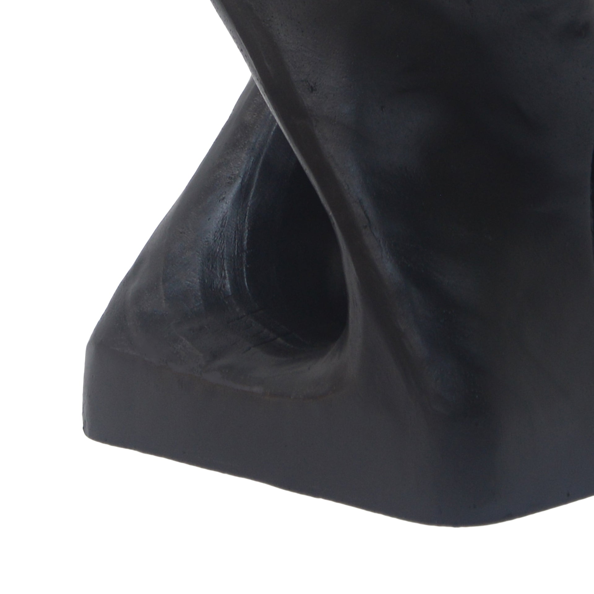 Twist Shape Side Table Wood-like Texture in Black