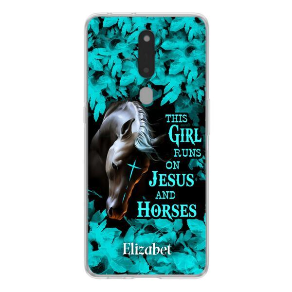 Personalized Horse Girl Phone case - Case For Xiaomi, Huawei And Oppo - This Girl Runs On Jesus And Horses