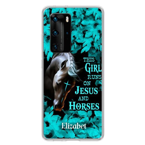 Personalized Horse Girl Phone case - Case For Xiaomi, Huawei And Oppo - This Girl Runs On Jesus And Horses