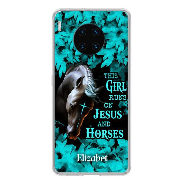 Personalized Horse Girl Phone case - Case For Xiaomi, Huawei And Oppo - This Girl Runs On Jesus And Horses