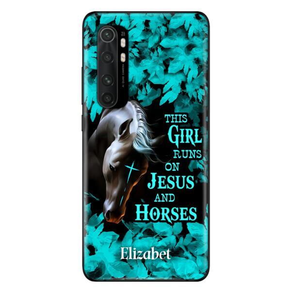 Personalized Horse Girl Phone case - Case For Xiaomi, Huawei And Oppo - This Girl Runs On Jesus And Horses