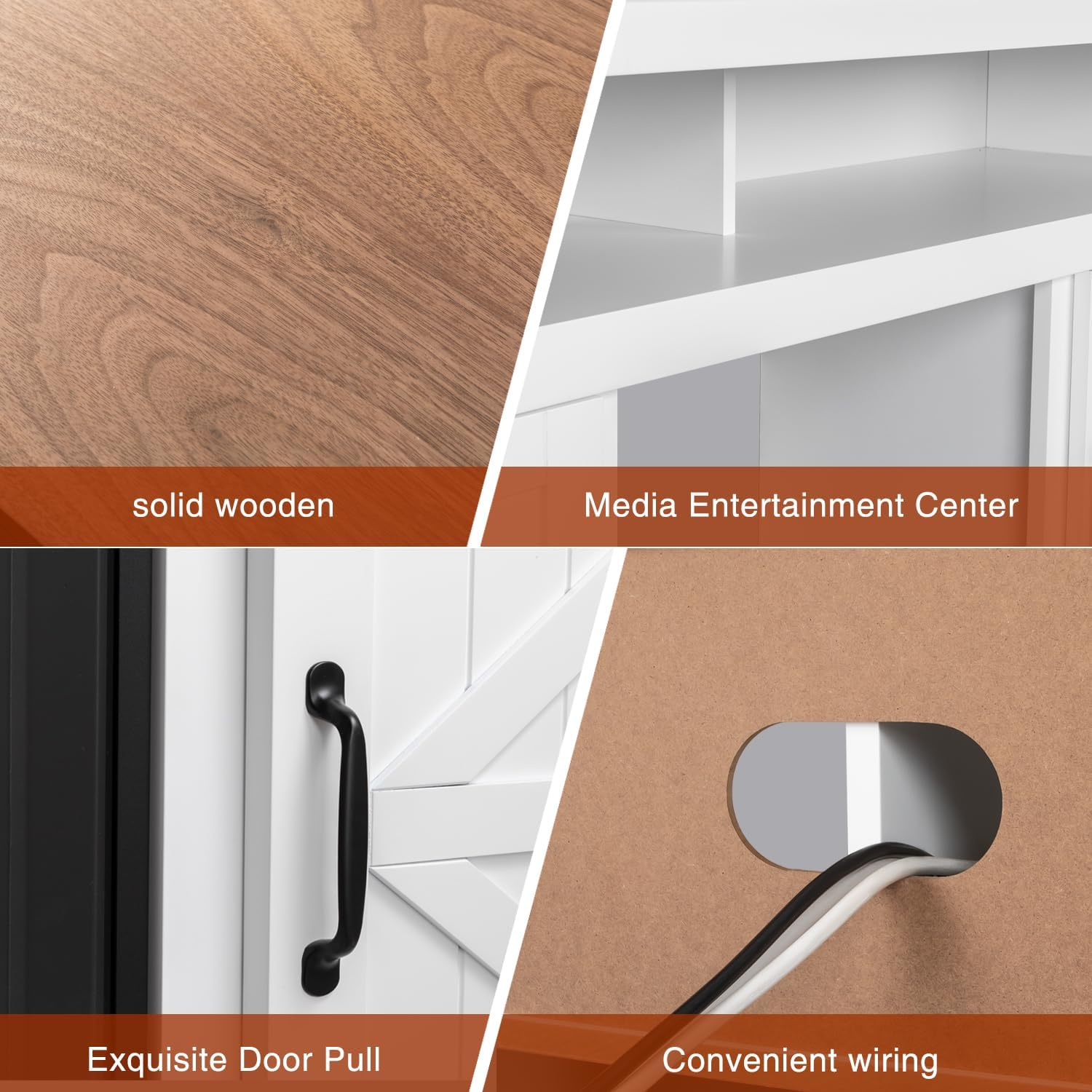 60''Fireplace TV Stand with Freestanding Electric Fireplace & Wooden Storage Cabinet M2301 Kismile