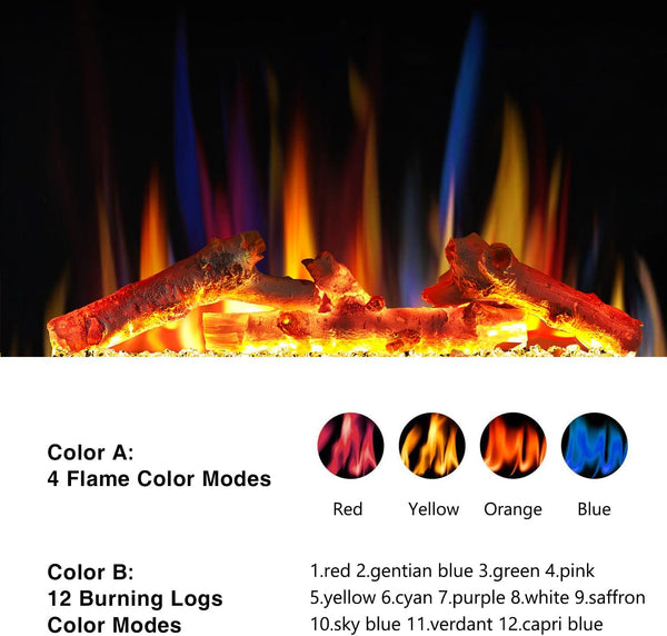 60''Fireplace TV Stand with Freestanding Electric Fireplace & Wooden Storage Cabinet M2301 Kismile