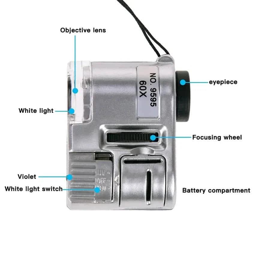 60X Handheld Magnifying Glass Mini Pocket Microscope