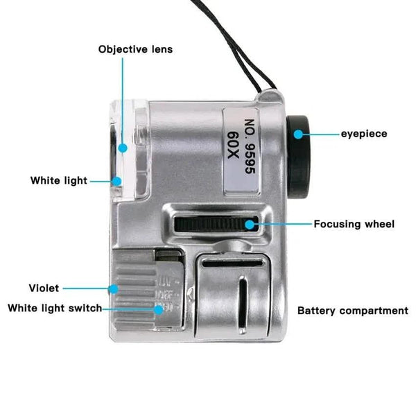 60X Handheld Magnifying Glass Mini Pocket Microscope
