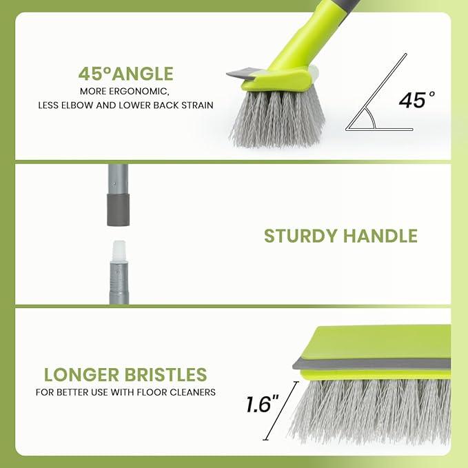 Floor Scrub Brush 2 in 1 Scrape and Stiff Bristle Deck Brush for Cleaning Concrete, Patio, Garage, Kitchen, Carpet and Bathroom 57