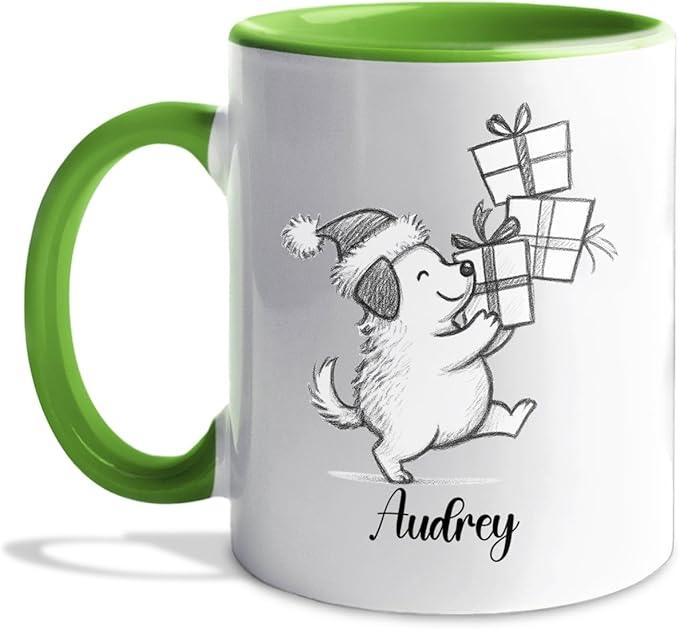 Customized Name Dog Accent Ceramic Mug Gift For Dog Lover Mom Dad, Personalized Dogs Animal White Coffee Mug 11 Oz 15 Oz, Awesome Puppy Travel Cup Gift For Birthday/Holiday/Anniversary, Dogs Cup