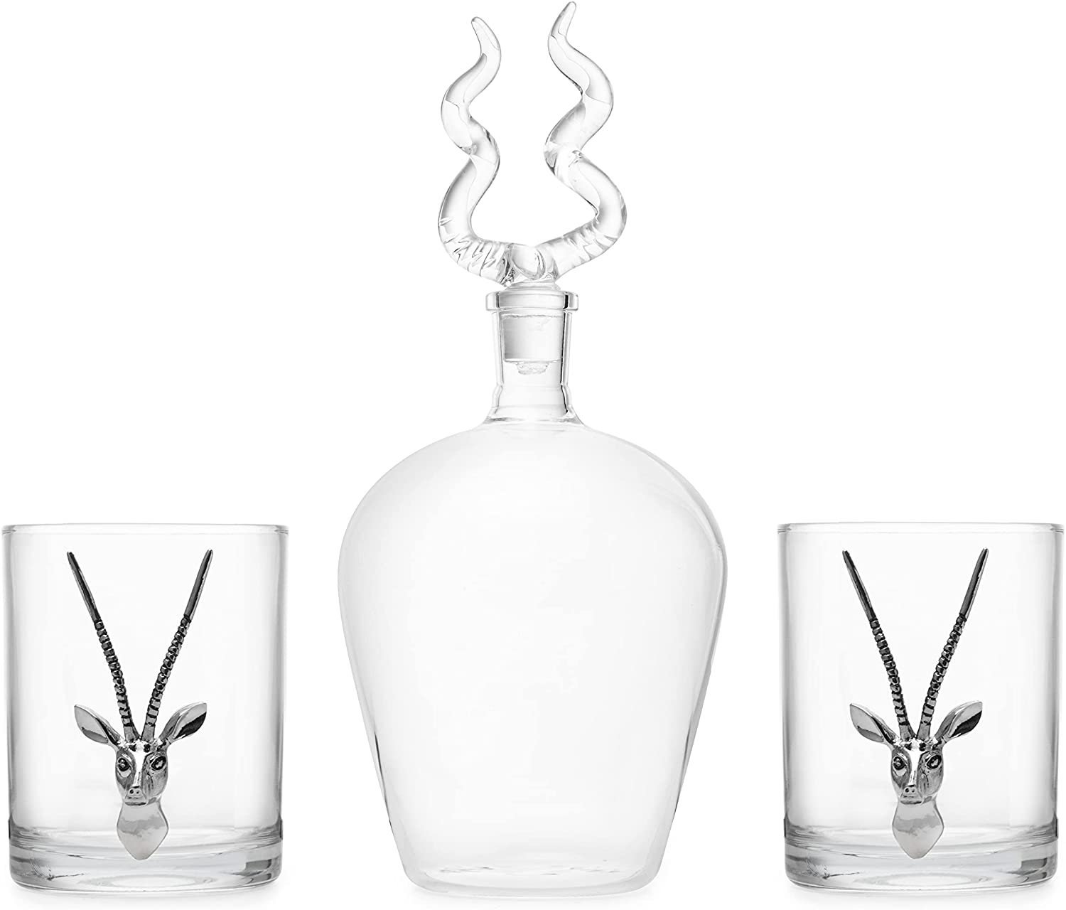 Stag Antler Whiskey Decanter Set 8.5