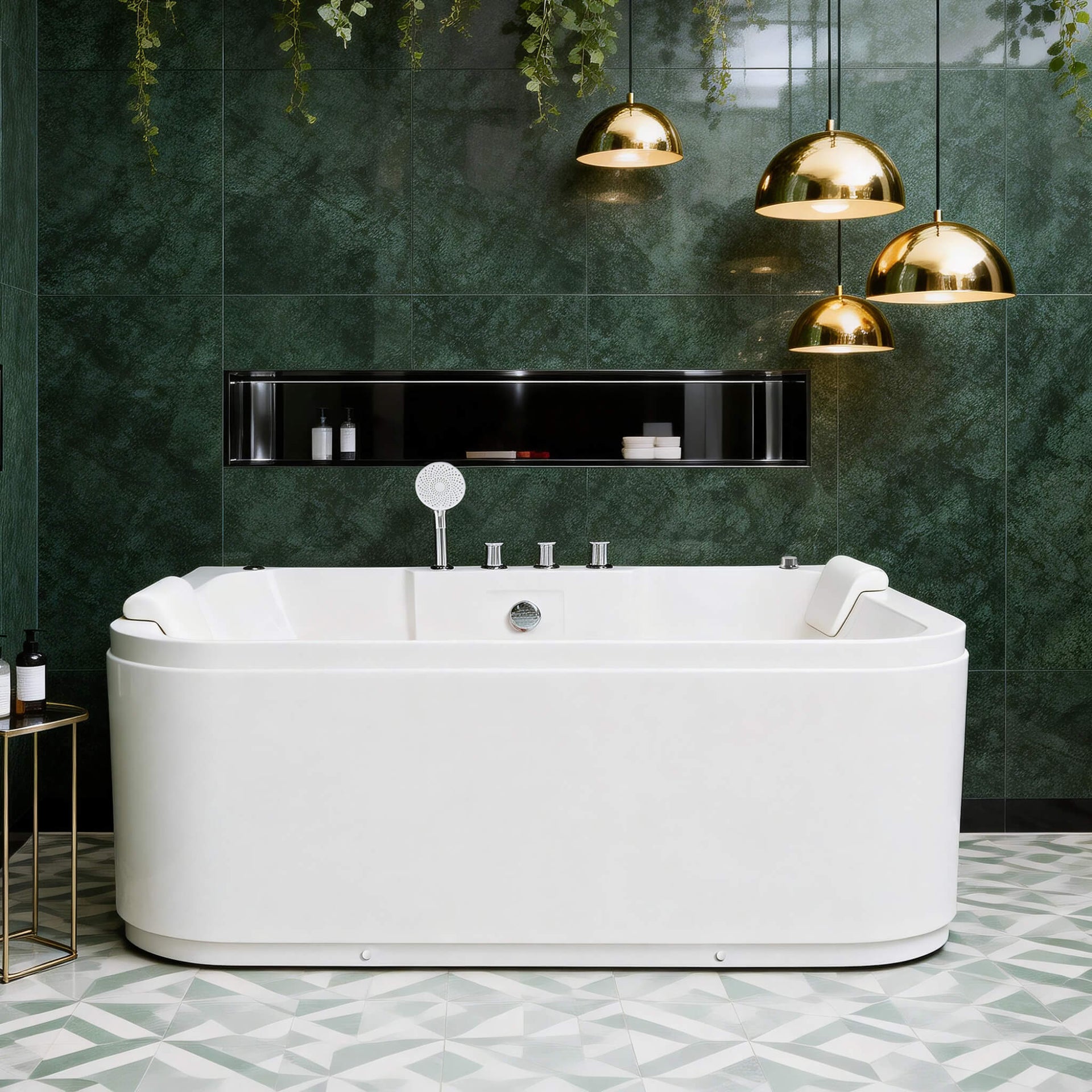 Lagoona 61-Inch 2-Person Acrylic Whirlpool Massage Bathtub With 16 Water Jets And LED Lights (SAK15780)