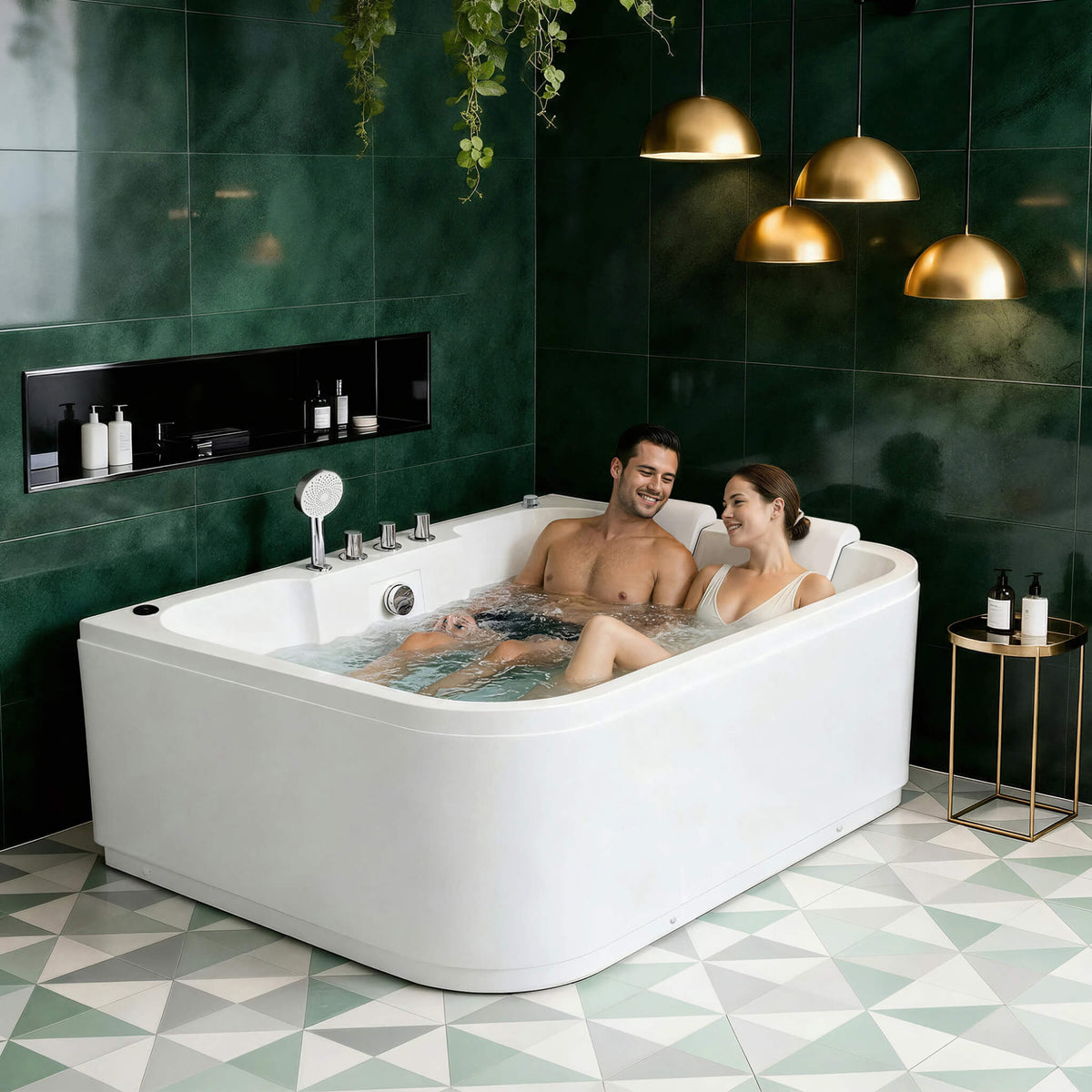 Lagoona 61-Inch 2-Person Acrylic Whirlpool Massage Bathtub With 16 Water Jets And LED Lights (SAK15780)