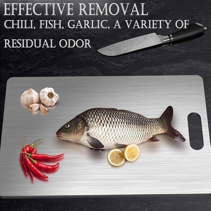 Titanium Cutting Boards for Kitchen - 100% Pure Titanium Cutting Board - Double Sided Food Grade Quality Cutting Boards - Easy to Clean and Store (18