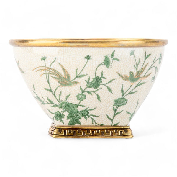 Porcelain Lidded Box With Bronze Ormolu Verdant Flight
